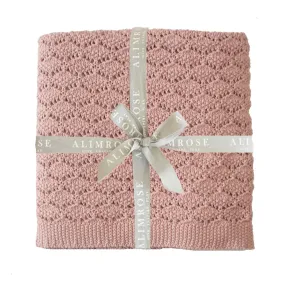 Petal Pink Heritage Knit Baby Blanket & Beechwood Teether Bundle