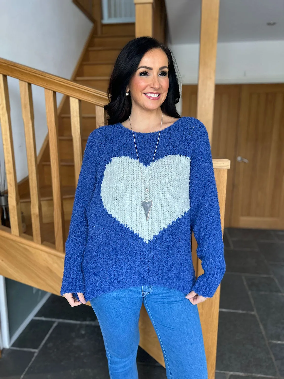 Royal Blue Popcorn Heart Knit Julia