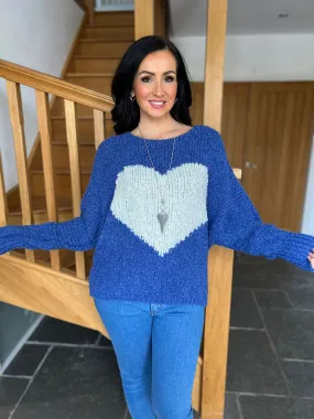 Royal Blue Popcorn Heart Knit Julia