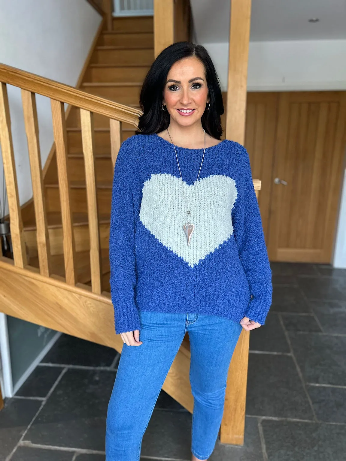 Royal Blue Popcorn Heart Knit Julia