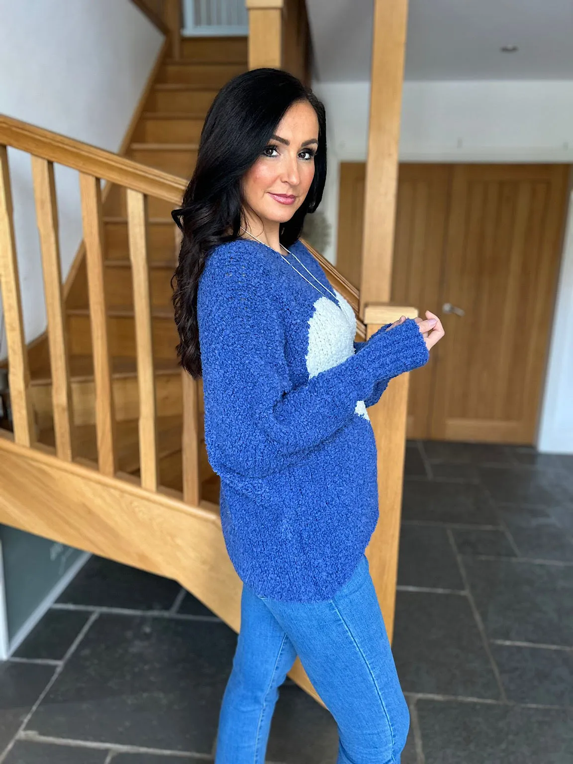 Royal Blue Popcorn Heart Knit Julia