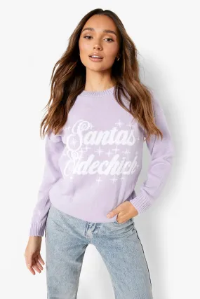 Santas Sidechick Slogan Christmas Sweater