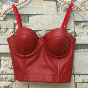 Sexy Leather Bralette Crop Top - Perfect for Punk, Goth and Clubwear