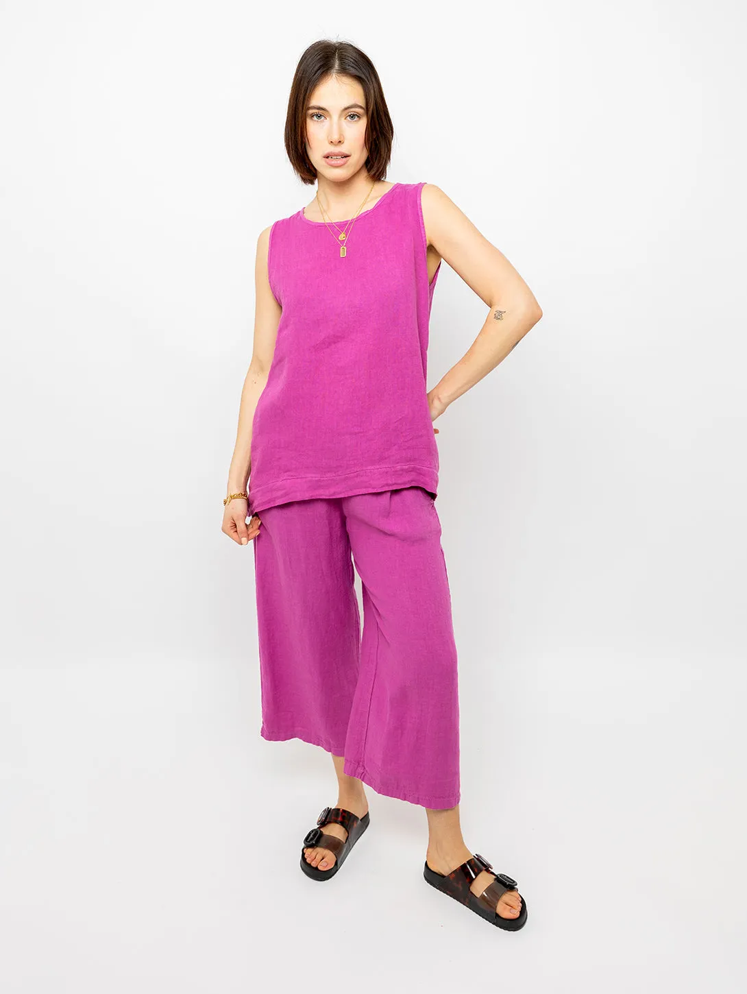 Sleeveless Linen Top - Orchid