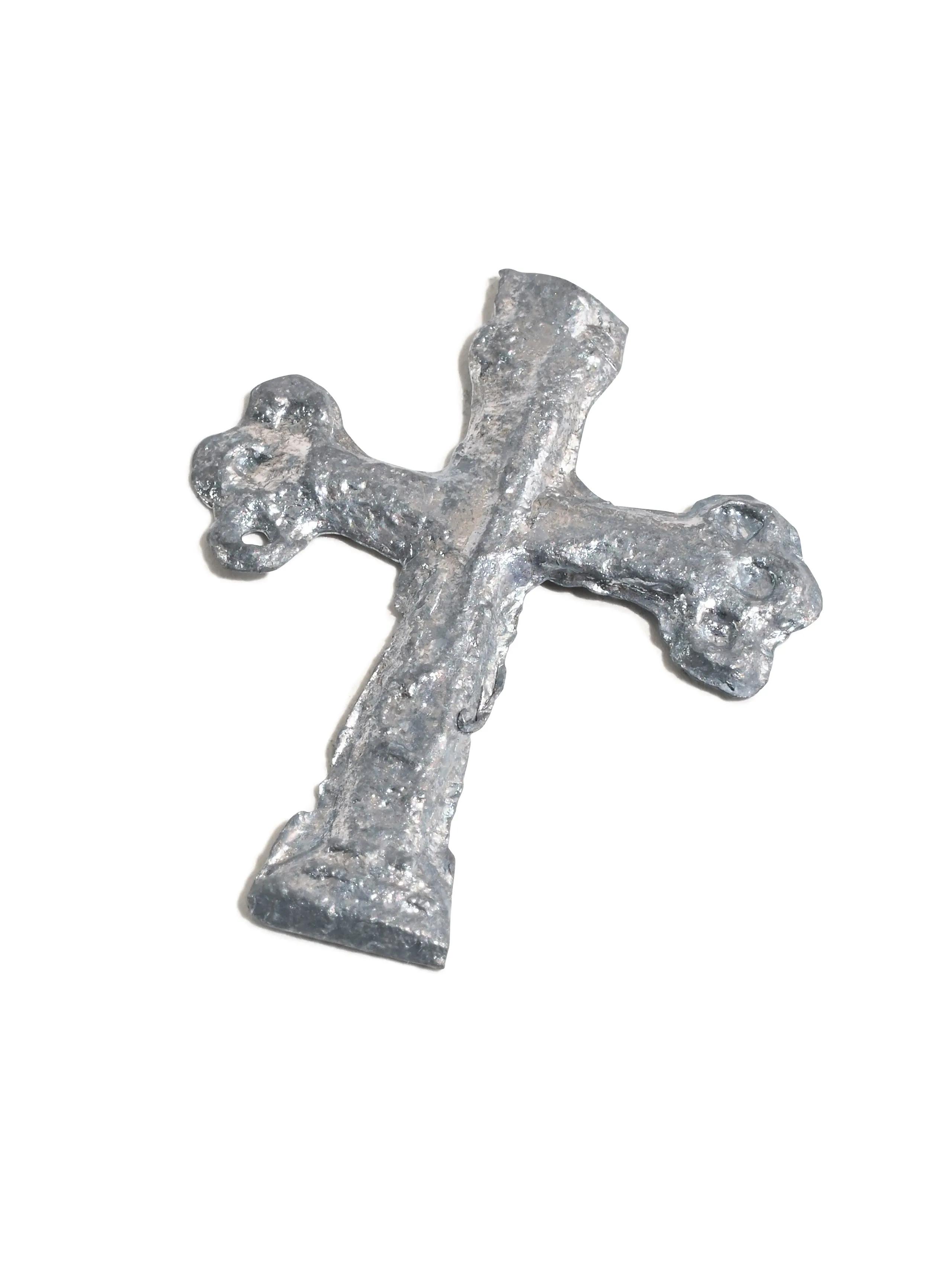 Small Lead Cross Charm