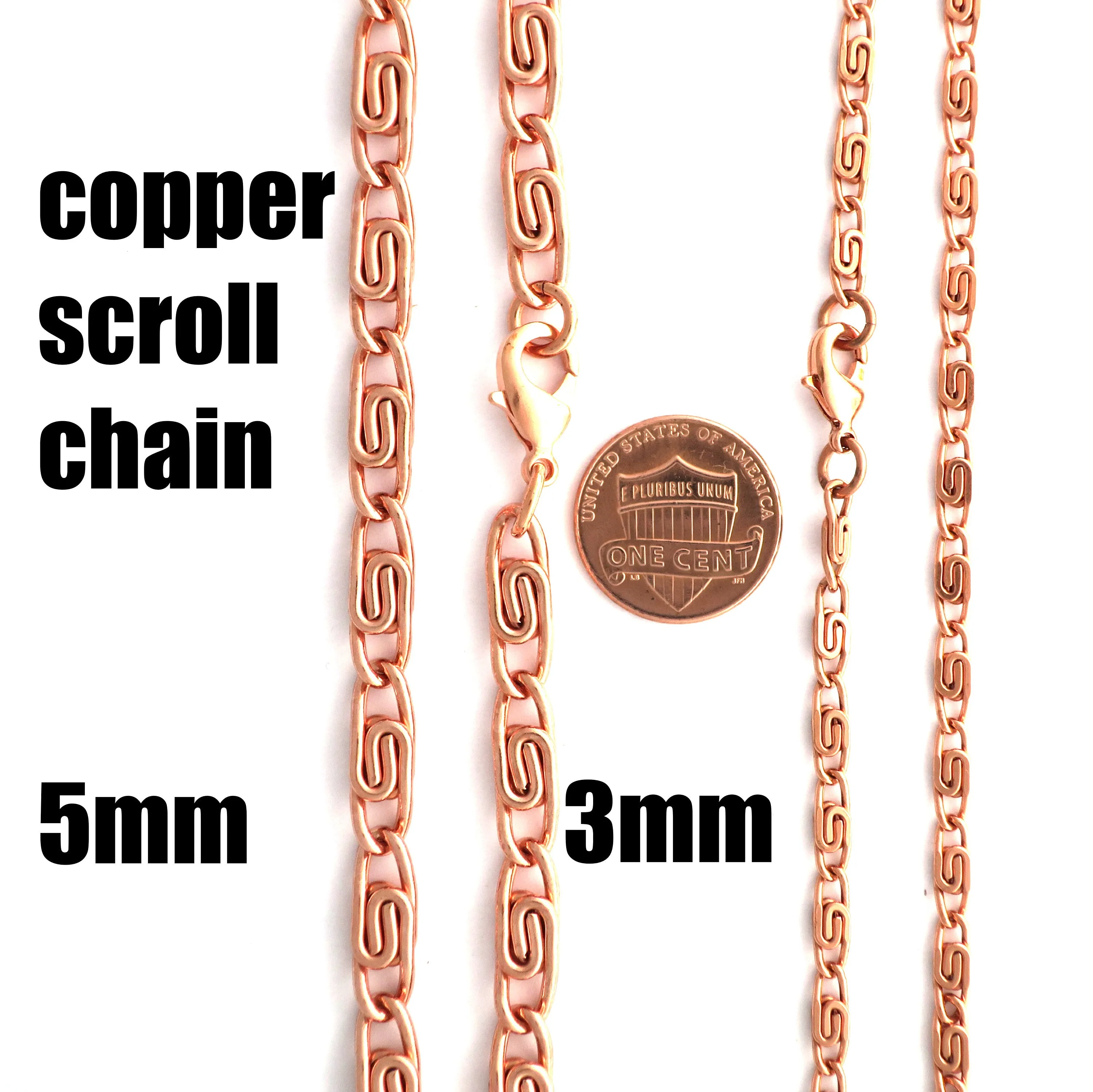 Solid Copper Necklace Chain Celtic Copper Fine Scroll Chain Necklace NC61 Celtic Necklace Chain Solid Copper Necklace 18 Inch Ch