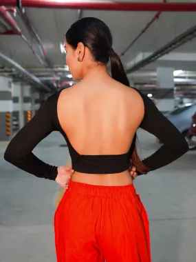 Stretchable Ribbed Backless Top