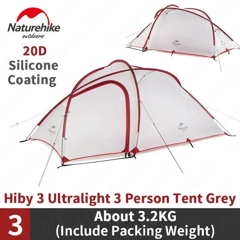 Tente double-parois pour le camping / bivouac 3 personnes 3,2kg Naturehike - Hiby