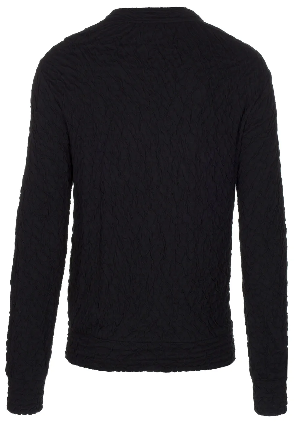 Twenty Men’s Black Double Layered Crinkle Crew Neck Pullover Sweatshirt