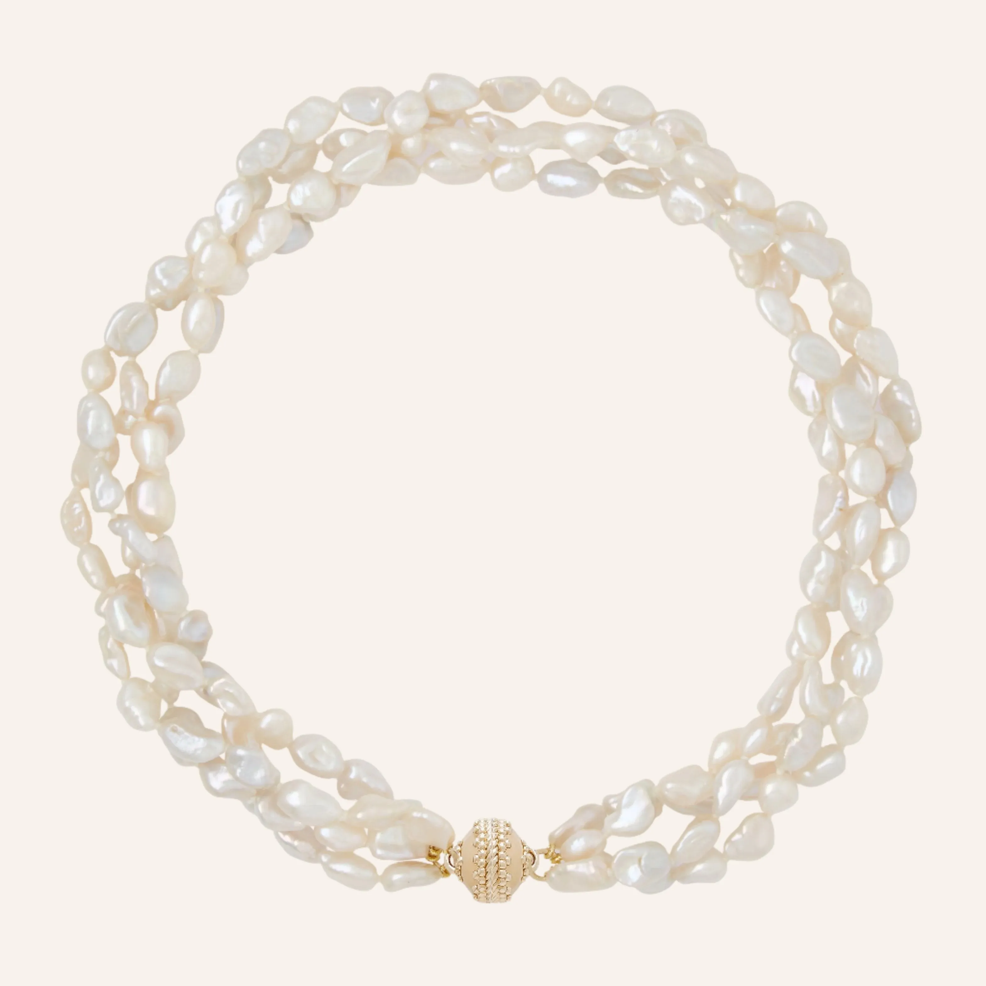 White Keshi 7-8mm Pearl Multi-Strand Necklace