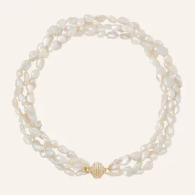 White Keshi 7-8mm Pearl Multi-Strand Necklace