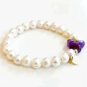 White Pearl Butterfly Amethyste Bracelet