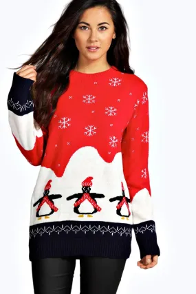 Willow Penguin Christmas Sweater