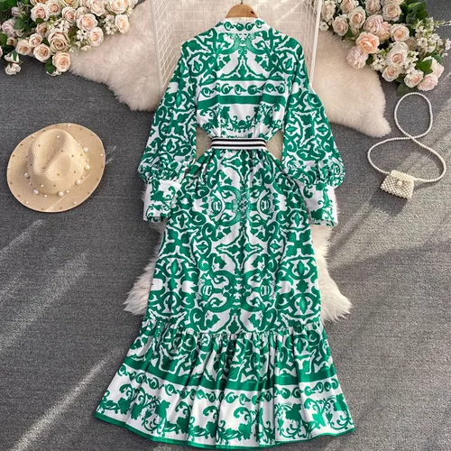 Women's Regular Dress Vintage Style Round Neck Long Sleeve Floral Maxi Long Dress Banquet