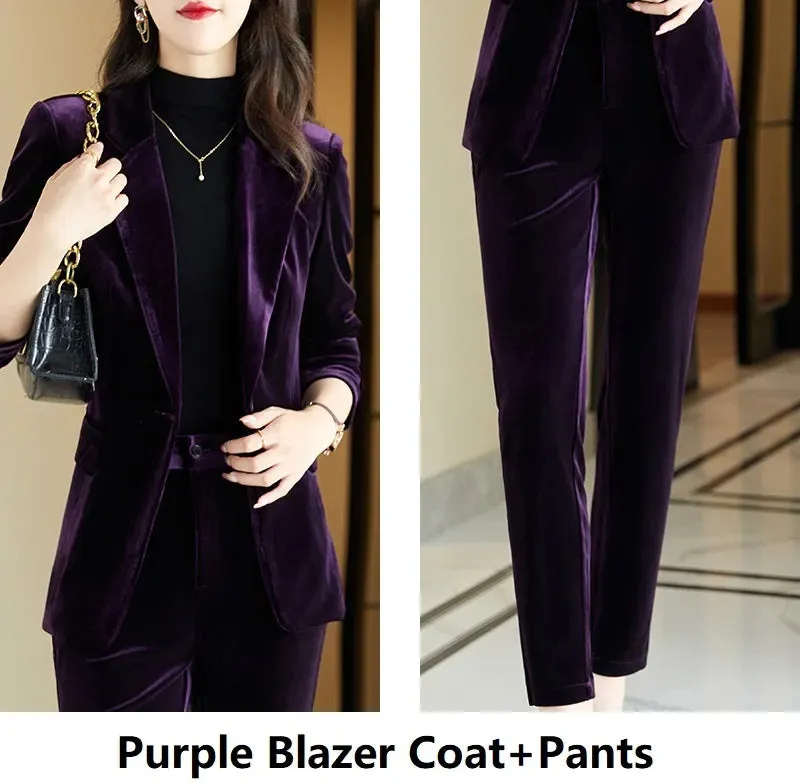 Women's Business Formal OL Style Office Work Wear Blazer and Pants Set