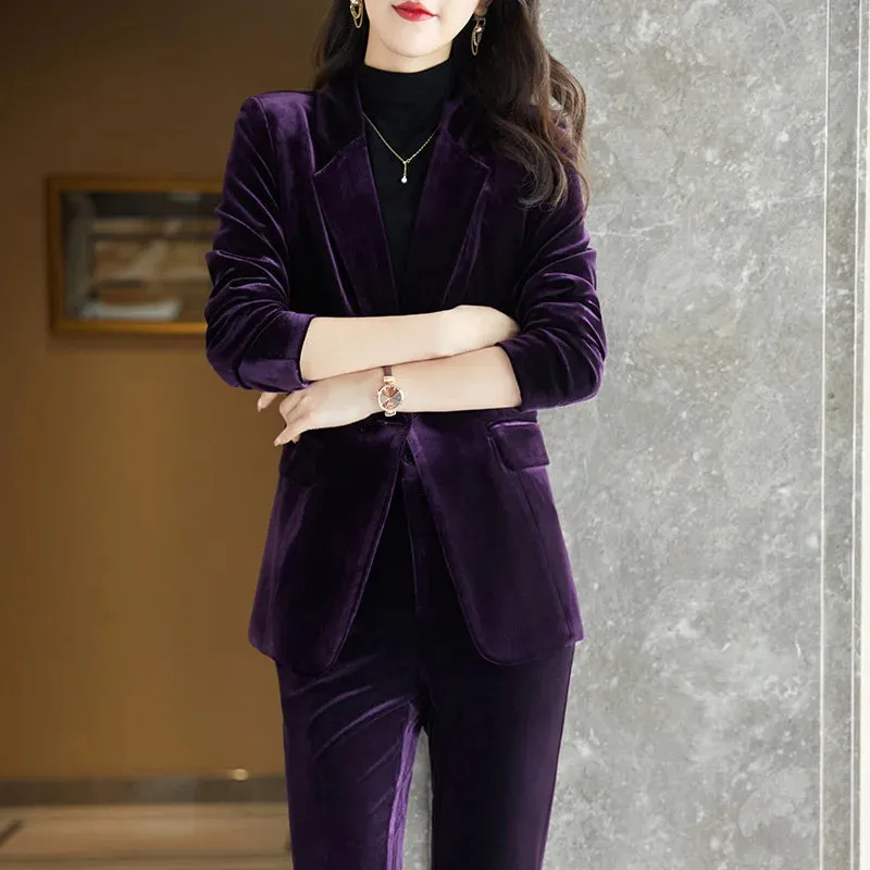 Women's Business Formal OL Style Office Work Wear Blazer and Pants Set