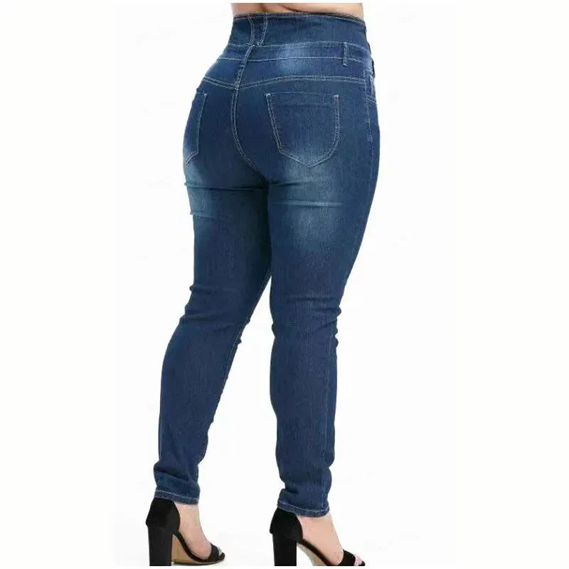 Women's High Waist Button-Up Stretchy Slim Denim Skinny Jeans