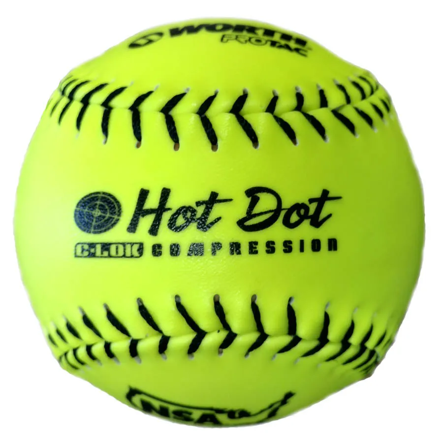 Worth NSA Hot Dot OS 12 52/275 Synthetic Slowpitch Softballs: NO12SY