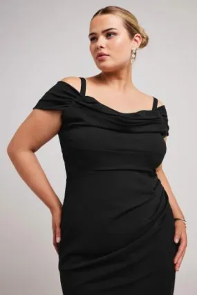 YOURS LONDON Curve Black Cold Shoulder Ruched Dress