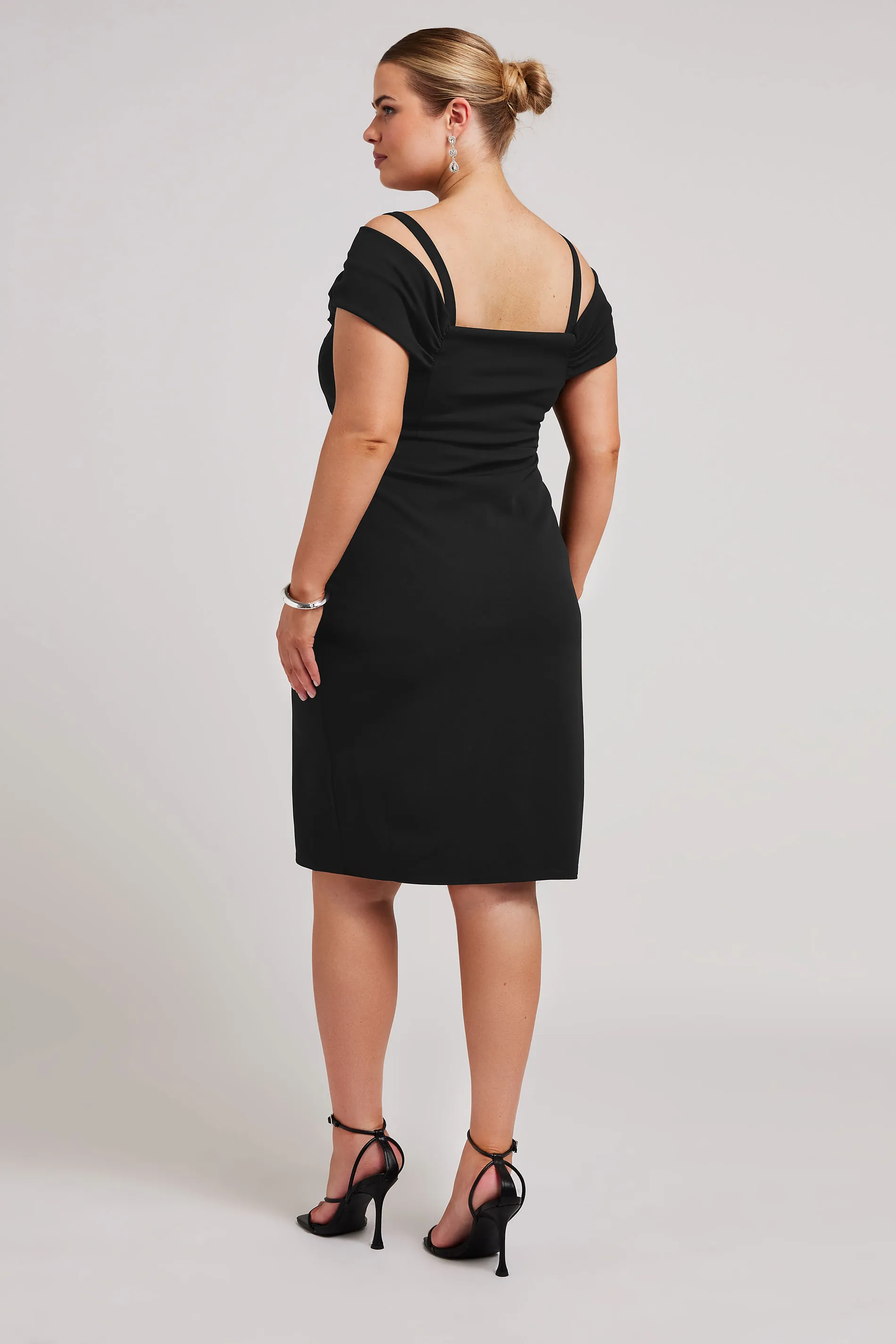 YOURS LONDON Curve Black Cold Shoulder Ruched Dress